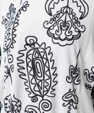 RHPFD03520 HIROKO KOSHINO(ヒロココシノ) 【先行予約】ボタニカルプリントチュニック丈ブラウス /日本製/洗える ブラック