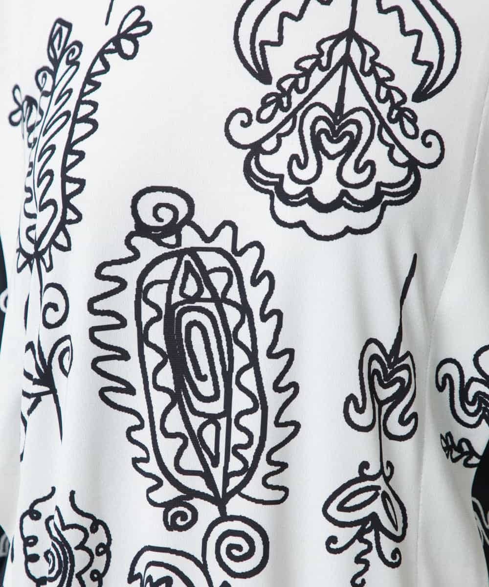 RHPFD03520 HIROKO KOSHINO(ヒロココシノ) 【先行予約】ボタニカルプリントチュニック丈ブラウス /日本製/洗える ブラック