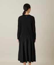 RHPFD05690 HIROKO KOSHINO(ヒロココシノ) 異素材コンビネーションワンピース /日本製/洗える ブラック