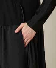 RHPFD05690 HIROKO KOSHINO(ヒロココシノ) 異素材コンビネーションワンピース /日本製/洗える ブラック