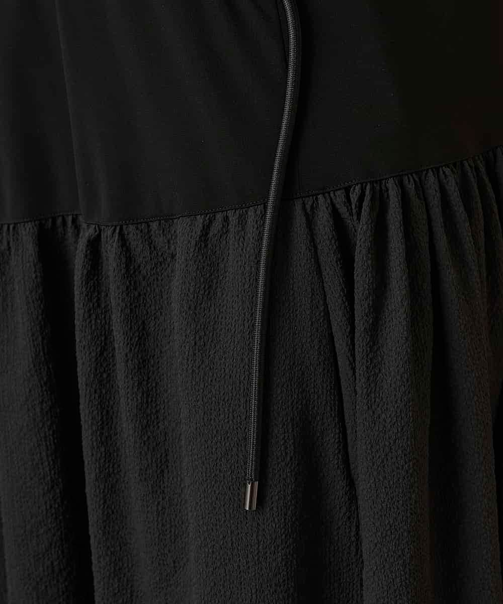 RHPFD05690 HIROKO KOSHINO(ヒロココシノ) 異素材コンビネーションワンピース /日本製/洗える ブラック