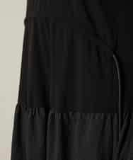 RHPFD05690 HIROKO KOSHINO(ヒロココシノ) 異素材コンビネーションワンピース /日本製/洗える ブラック