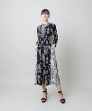 RHPFF04690 HIROKO KOSHINO(ヒロココシノ) ボタニカルプリントサイドポケットワンピース /日本製/洗える ブラック