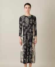 RHPFF04690 HIROKO KOSHINO(ヒロココシノ) ボタニカルプリントサイドポケットワンピース /日本製/洗える ブラック