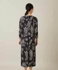 RHPFF04690 HIROKO KOSHINO(ヒロココシノ) ボタニカルプリントサイドポケットワンピース /日本製/洗える ブラック