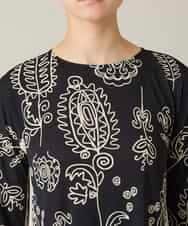 RHPFF04690 HIROKO KOSHINO(ヒロココシノ) ボタニカルプリントサイドポケットワンピース /日本製/洗える ブラック