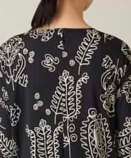 RHPFF04690 HIROKO KOSHINO(ヒロココシノ) ボタニカルプリントサイドポケットワンピース /日本製/洗える ブラック