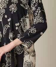 RHPFF04690 HIROKO KOSHINO(ヒロココシノ) ボタニカルプリントサイドポケットワンピース /日本製/洗える ブラック