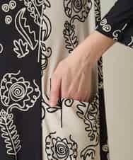 RHPFF04690 HIROKO KOSHINO(ヒロココシノ) ボタニカルプリントサイドポケットワンピース /日本製/洗える ブラック