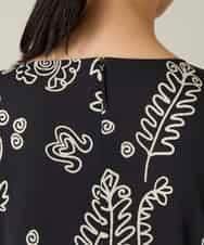 RHPFF04690 HIROKO KOSHINO(ヒロココシノ) ボタニカルプリントサイドポケットワンピース /日本製/洗える ブラック