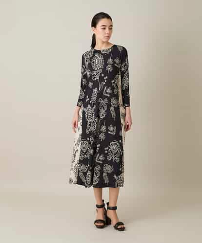 RHPFF04690 HIROKO KOSHINO ボタニカルプリントサイドポケットワンピース /日本製/洗える