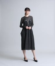 RHPFS51630 HIROKO KOSHINO(ヒロココシノ) 【洗える/日本製】エアリーチュールドットプリントワンピース オレンジ