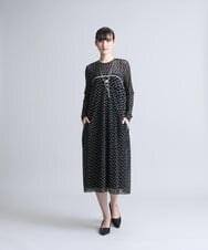 RHPFS51630 HIROKO KOSHINO(ヒロココシノ) 【洗える/日本製】エアリーチュールドットプリントワンピース オレンジ