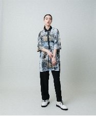 RHPGA01720 HIROKO KOSHINO(ヒロココシノ) アートプリント襟付きチュニック /日本製/洗える グレー