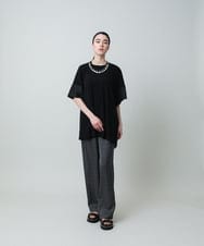 RHPGA20450 HIROKO KOSHINO(ヒロココシノ) 異素材ジョイントアシンメトリーブラウス/日本製/洗える ブラック