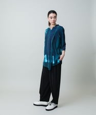 RHPGC27490 HIROKO KOSHINO(ヒロココシノ) アシンメトリーヘム絵画プリントプルオーバー /日本製/洗える グリーン