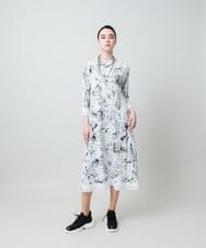 RHPGD16490 HIROKO KOSHINO(ヒロココシノ) インクペインティングワンピース/日本製/洗える ホワイト