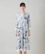 RHPGD16490 HIROKO KOSHINO(ヒロココシノ) インクペインティングワンピース/日本製/洗える ホワイト
