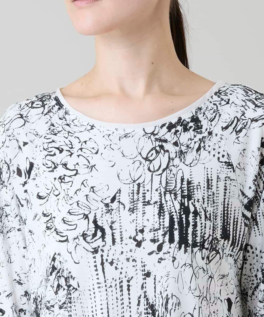 RHPGD16490 HIROKO KOSHINO(ヒロココシノ) インクペインティングワンピース/日本製/洗える ホワイト