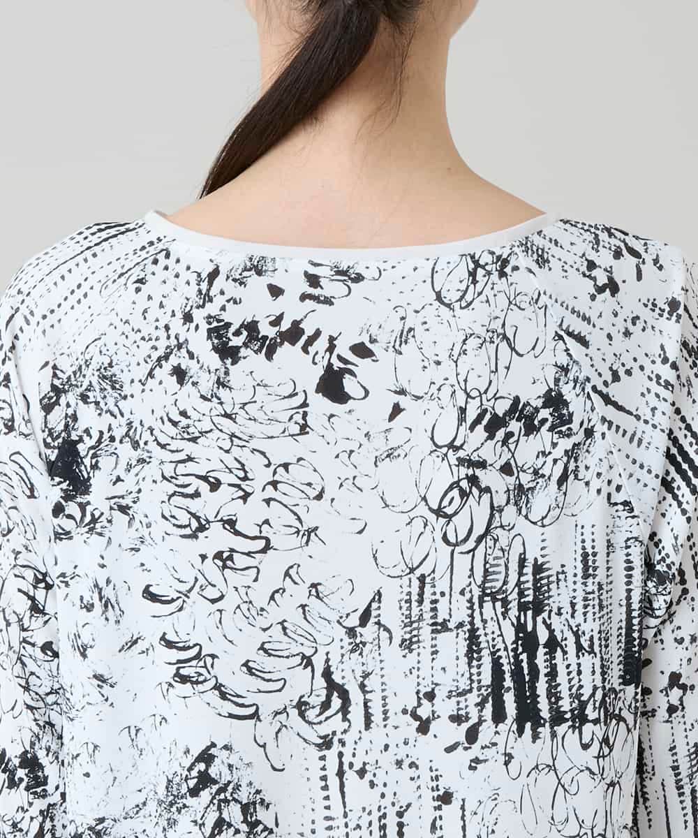 RHPGD16490 HIROKO KOSHINO(ヒロココシノ) インクペインティングワンピース/日本製/洗える ホワイト