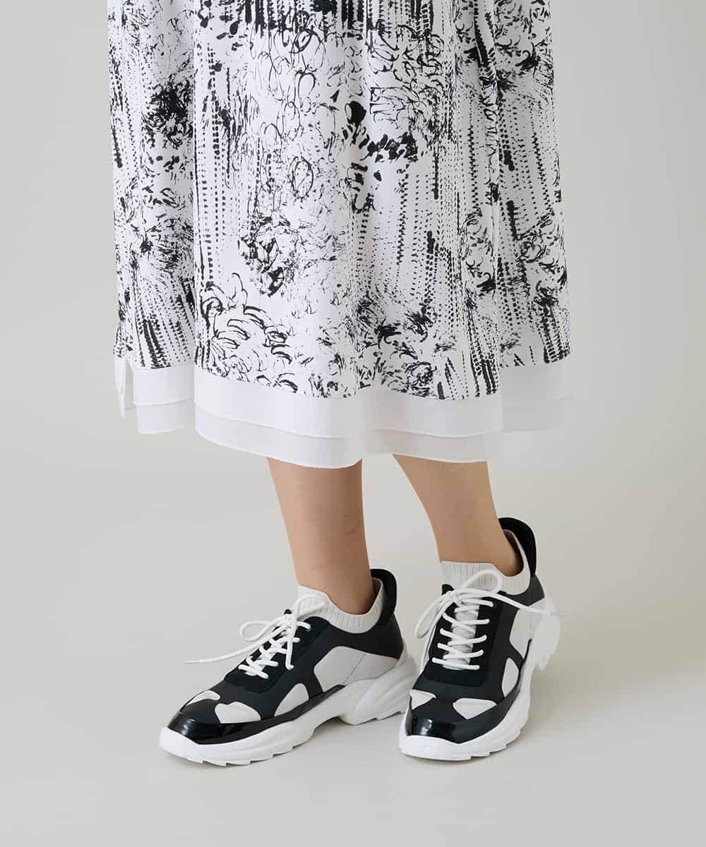 RHPGD16490 HIROKO KOSHINO(ヒロココシノ) インクペインティングワンピース/日本製/洗える ホワイト