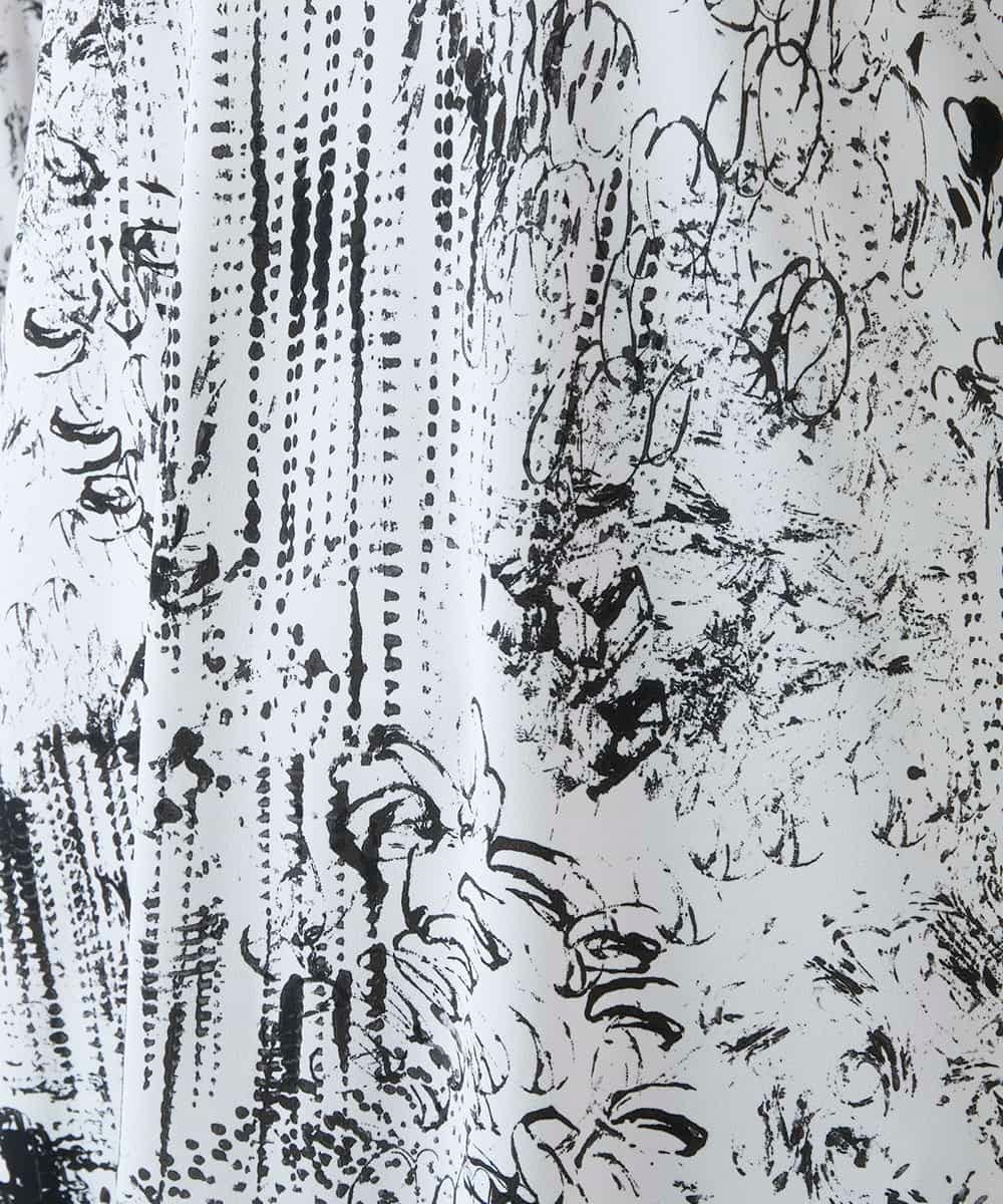 RHPGD16490 HIROKO KOSHINO(ヒロココシノ) インクペインティングワンピース/日本製/洗える ホワイト