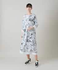 RHPGD16490 HIROKO KOSHINO(ヒロココシノ) インクペインティングワンピース/日本製/洗える ホワイト