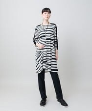 RHPGE21590 HIROKO KOSHINO(ヒロココシノ) ジオメトリックプリントチュニック/日本製/洗える ホワイト