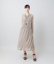RHPGE23690 HIROKO KOSHINO(ヒロココシノ) シャーリングデザインシアーワンピース/日本製/洗える ベージュ