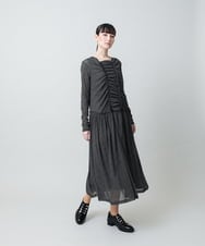 RHPGE23690 HIROKO KOSHINO(ヒロココシノ) 【先行予約】シャーリングデザインシアーワンピース/日本製/洗える グレー