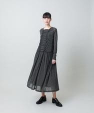 RHPGE23690 HIROKO KOSHINO(ヒロココシノ) 【先行予約】シャーリングデザインシアーワンピース/日本製/洗える グレー