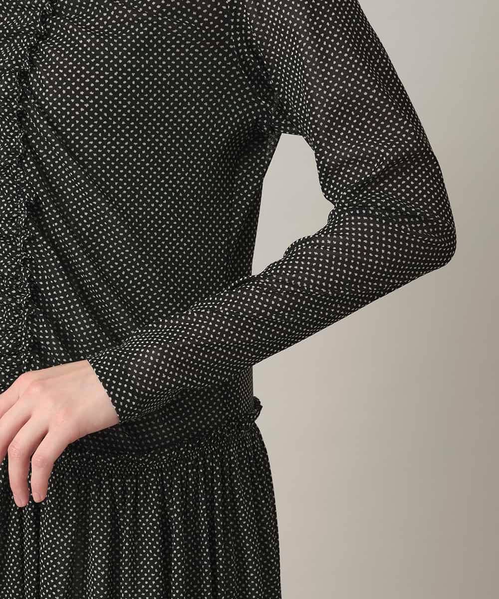 RHPGE23690 HIROKO KOSHINO(ヒロココシノ) 【先行予約】シャーリングデザインシアーワンピース/日本製/洗える グレー