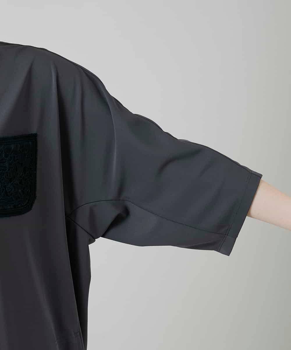 RHPGF12360 HIROKO KOSHINO(ヒロココシノ) 刺繍ポケットデザインカットソー/日本製/洗える グレー