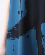 RHPGQ31420 HIROKO KOSHINO(ヒロココシノ) 【洗濯機で洗える/日本製】墨絵デザインワンピース ブルー