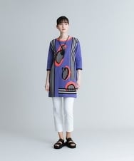 RHPGS15590 HIROKO KOSHINO(ヒロココシノ) 【日本製】グラフィックデザインチュニック パープル