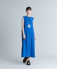 RHPGT29420 HIROKO KOSHINO(ヒロココシノ) 【洗える/日本製】ポイントタックノースリーブワンピース ブルー