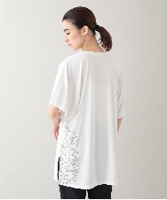 RHPHB06490 HIROKO KOSHINO(ヒロココシノ) 墨絵プリントチュニックTシャツ /日本製/洗える ホワイト