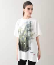 RHPHB06490 HIROKO KOSHINO(ヒロココシノ) 墨絵プリントチュニックTシャツ /日本製/洗える ホワイト