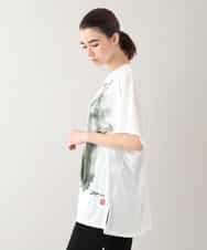 RHPHB06490 HIROKO KOSHINO(ヒロココシノ) 墨絵プリントチュニックTシャツ /日本製/洗える ホワイト
