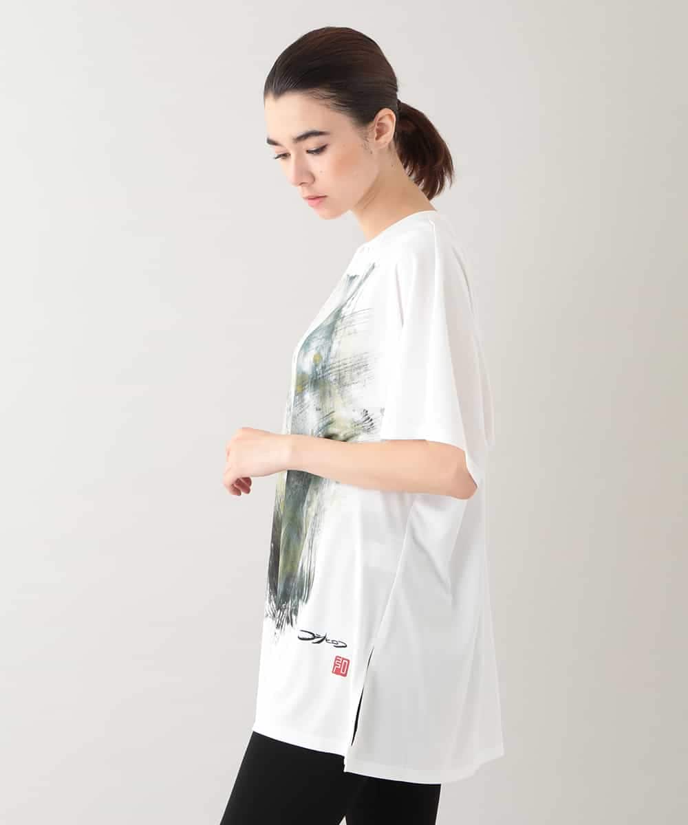 RHPHB06490 HIROKO KOSHINO(ヒロココシノ) 墨絵プリントチュニックTシャツ /日本製/洗える ホワイト
