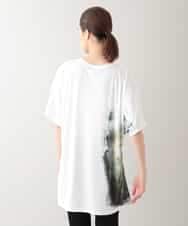 RHPHB06490 HIROKO KOSHINO(ヒロココシノ) 墨絵プリントチュニックTシャツ /日本製/洗える ホワイト