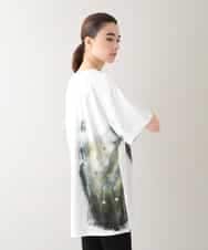 RHPHB06490 HIROKO KOSHINO(ヒロココシノ) 墨絵プリントチュニックTシャツ /日本製/洗える ホワイト