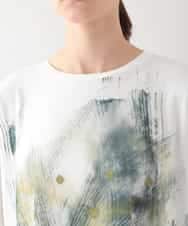 RHPHB06490 HIROKO KOSHINO(ヒロココシノ) 墨絵プリントチュニックTシャツ /日本製/洗える ホワイト