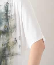 RHPHB06490 HIROKO KOSHINO(ヒロココシノ) 墨絵プリントチュニックTシャツ /日本製/洗える ホワイト