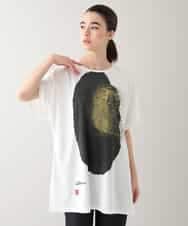 RHPHB06490 HIROKO KOSHINO(ヒロココシノ) 墨絵プリントチュニックTシャツ /日本製/洗える ブラック