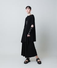 RHPHB16450 HIROKO KOSHINO(ヒロココシノ) ドライポンチアシンメトリーチュニック /日本製/洗える ブラック