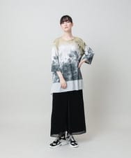 RHPHE05490 HIROKO KOSHINO(ヒロココシノ) 墨絵プリントデザインチュニック /日本製/洗える ベージュ