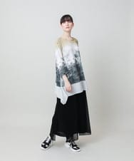 RHPHE05490 HIROKO KOSHINO(ヒロココシノ) 墨絵プリントデザインチュニック /日本製/洗える ベージュ