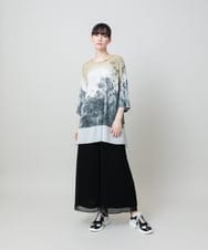 RHPHE05490 HIROKO KOSHINO(ヒロココシノ) 墨絵プリントデザインチュニック /日本製/洗える ベージュ