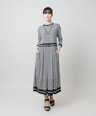 RHPHE08720 HIROKO KOSHINO(ヒロココシノ) 幾何柄プリントデザインワンピース /日本製/洗える ブラック
